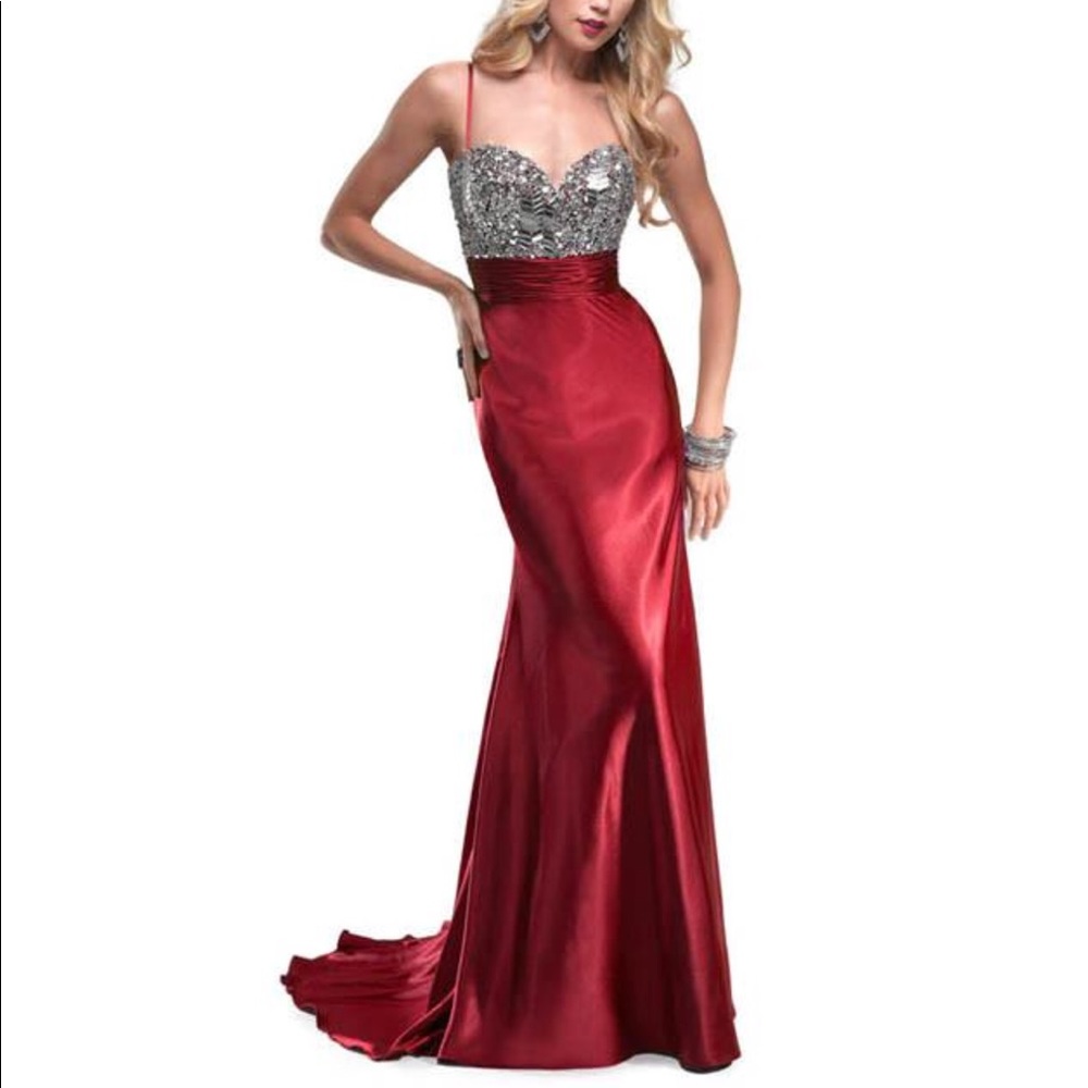 Beautiful Red Satin Prom Dress